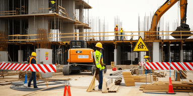 House construction with crane