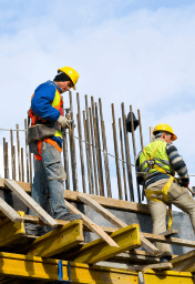 House construction with crane